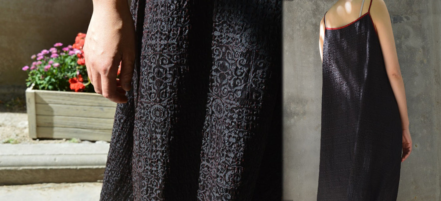 edoa Reversible Mud Silk Jacquard Camisole Dress
