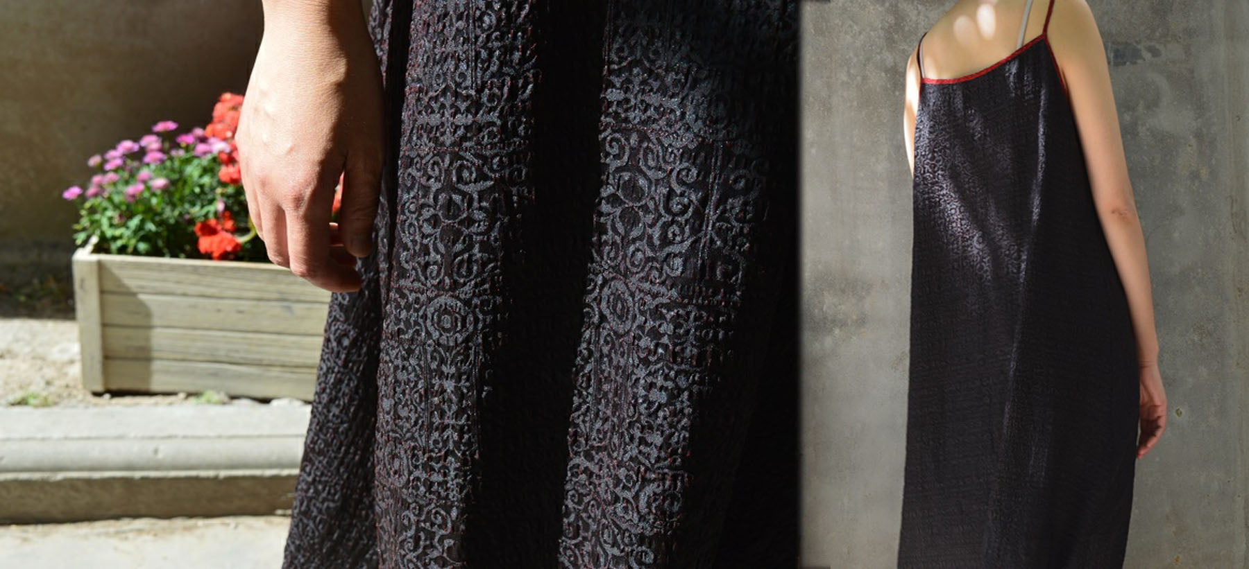 edoa Reversible Mud Silk Jacquard Camisole Dress