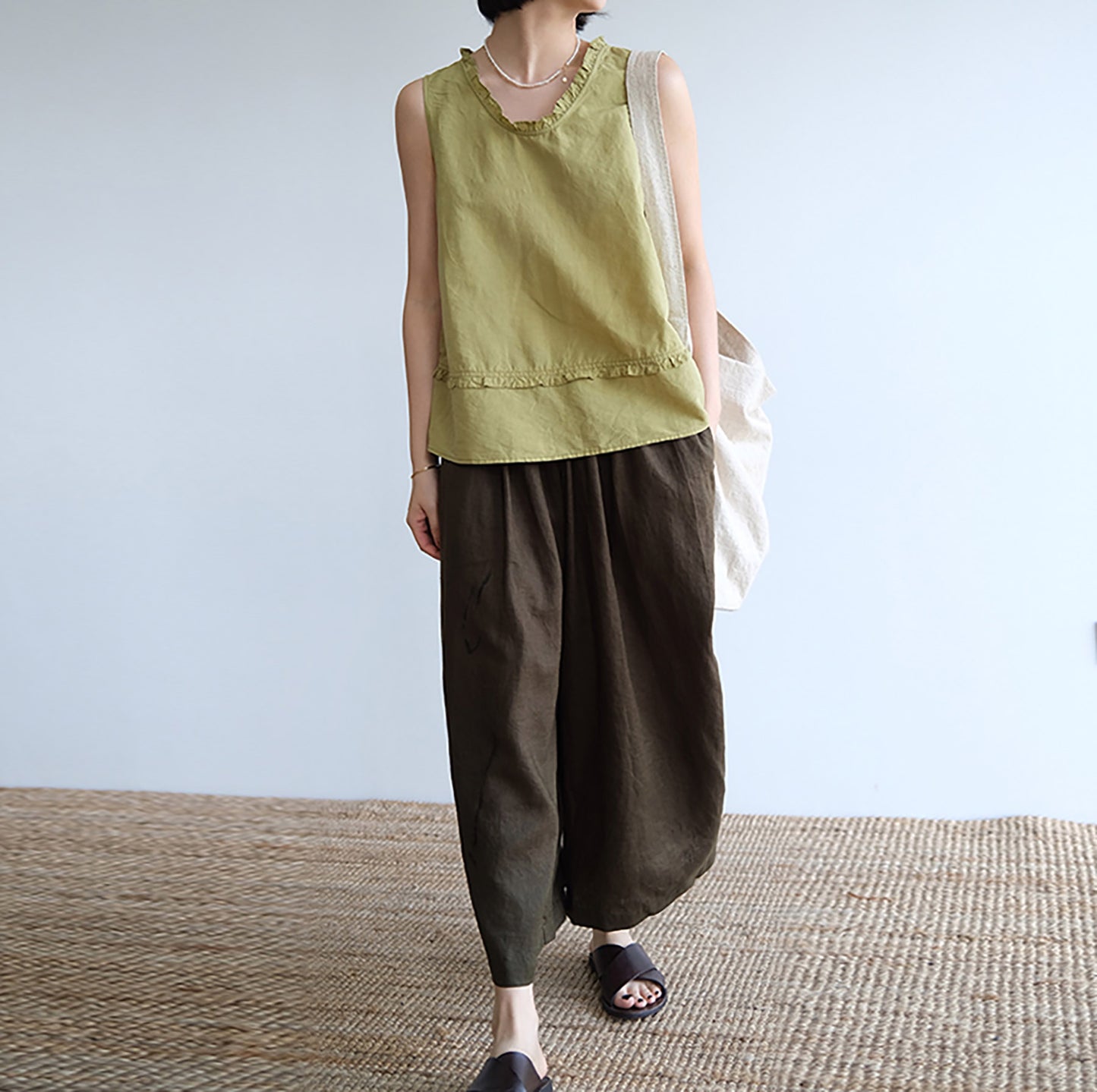 edoa  Linen Wide Leg Pants