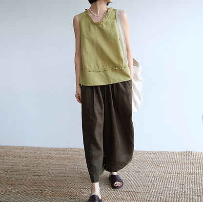 edoa  Linen Wide Leg Pants