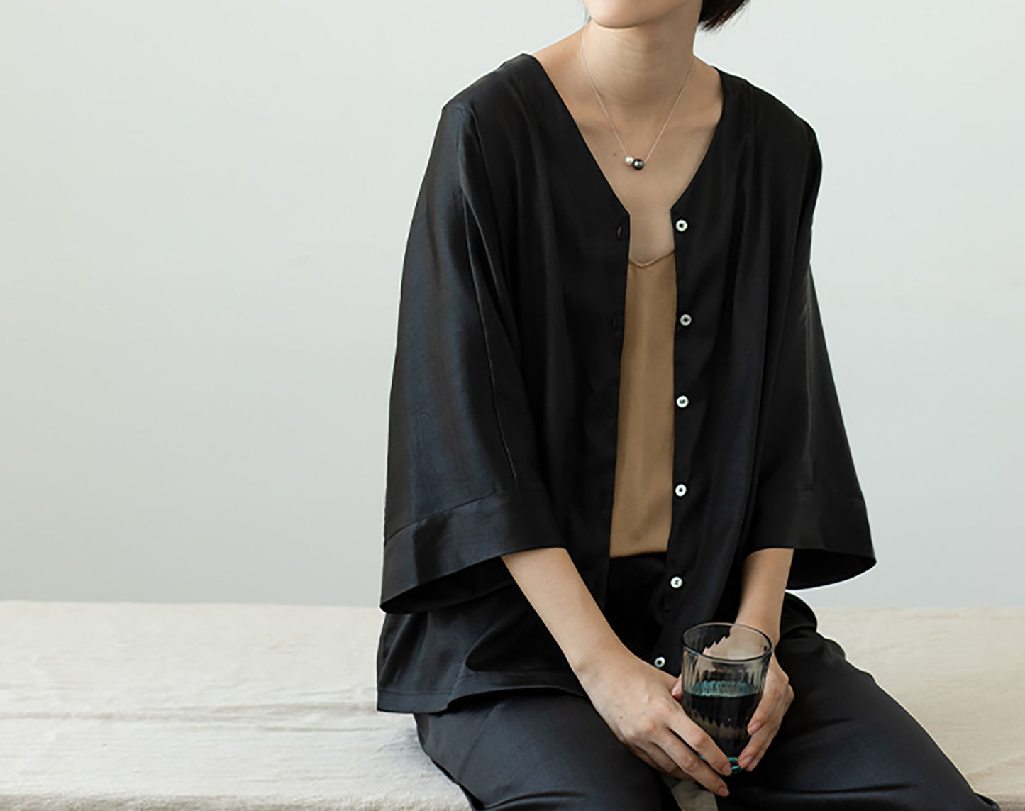 edoa Mud Silk Charmuese Button-Down Shirt