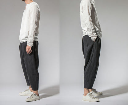 edoa Pleated Linen Cotton Blend Pants