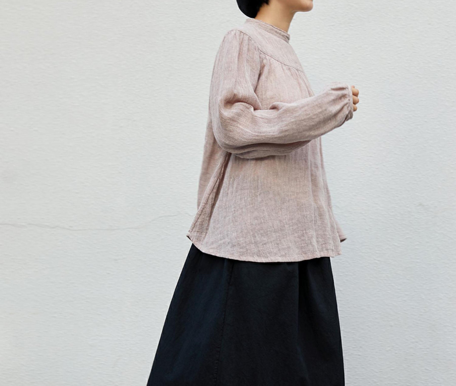 edoa Yarn Dyed Linen blend Blouse