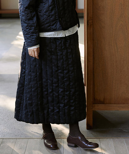 edoa Stone-washed Mulberry Silk Satin A-line Padded Skirt