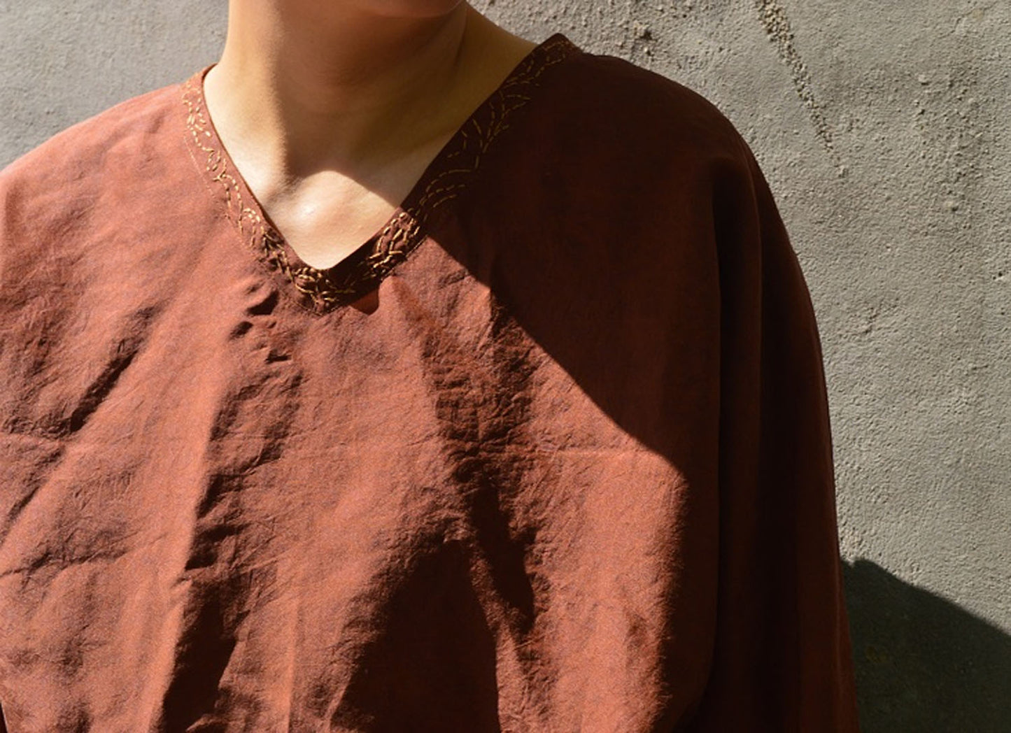 edoa Loose Fitting Reversible Mud Silk Top