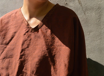 edoa Loose Fitting Reversible Mud Silk Top