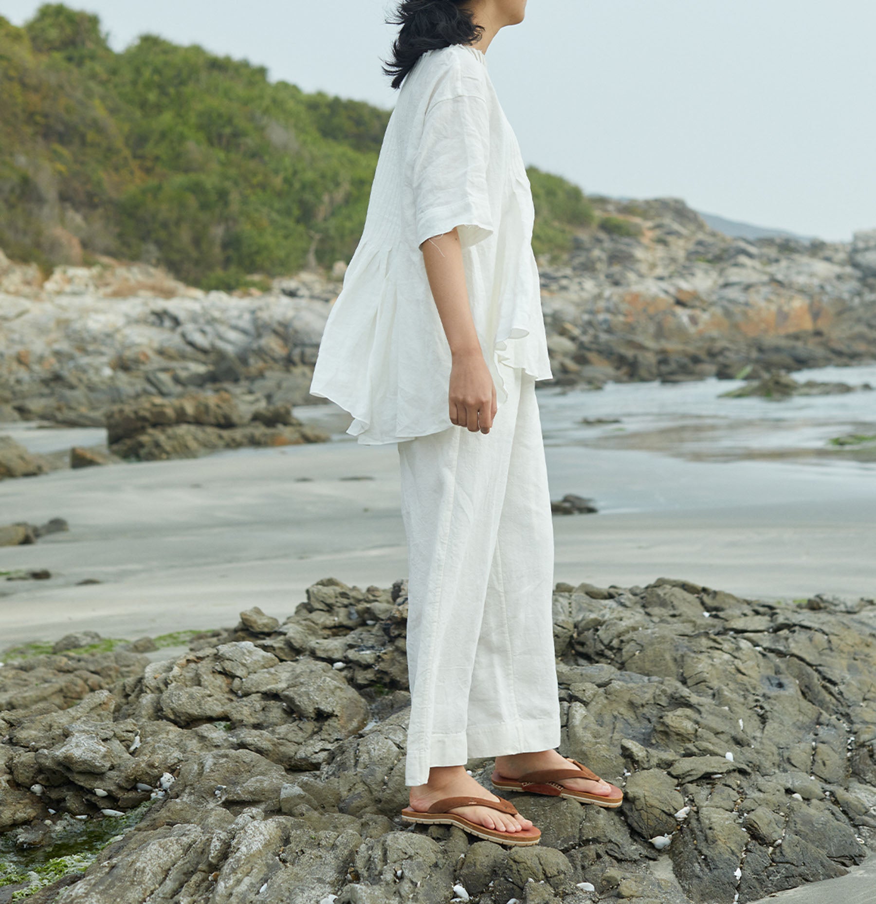 edoa Wide Leg Linen Trousers