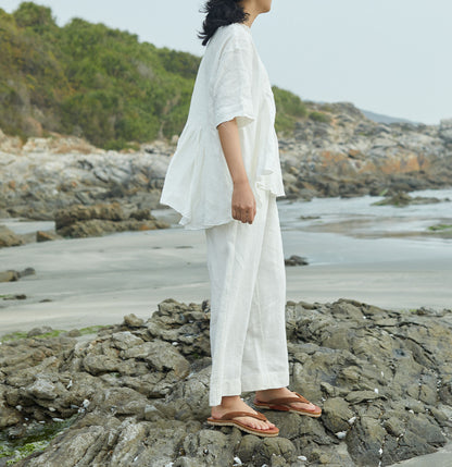 edoa Wide Leg Linen Trousers