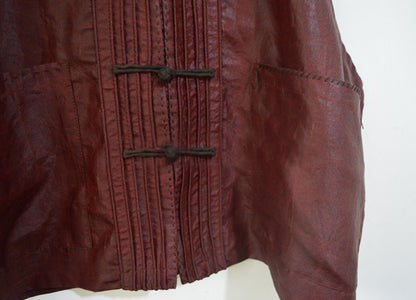 edoa Pintucked Mud Silk Chinese Vest with piping