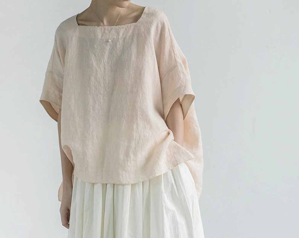 edoa Oversized Linen Summer Top