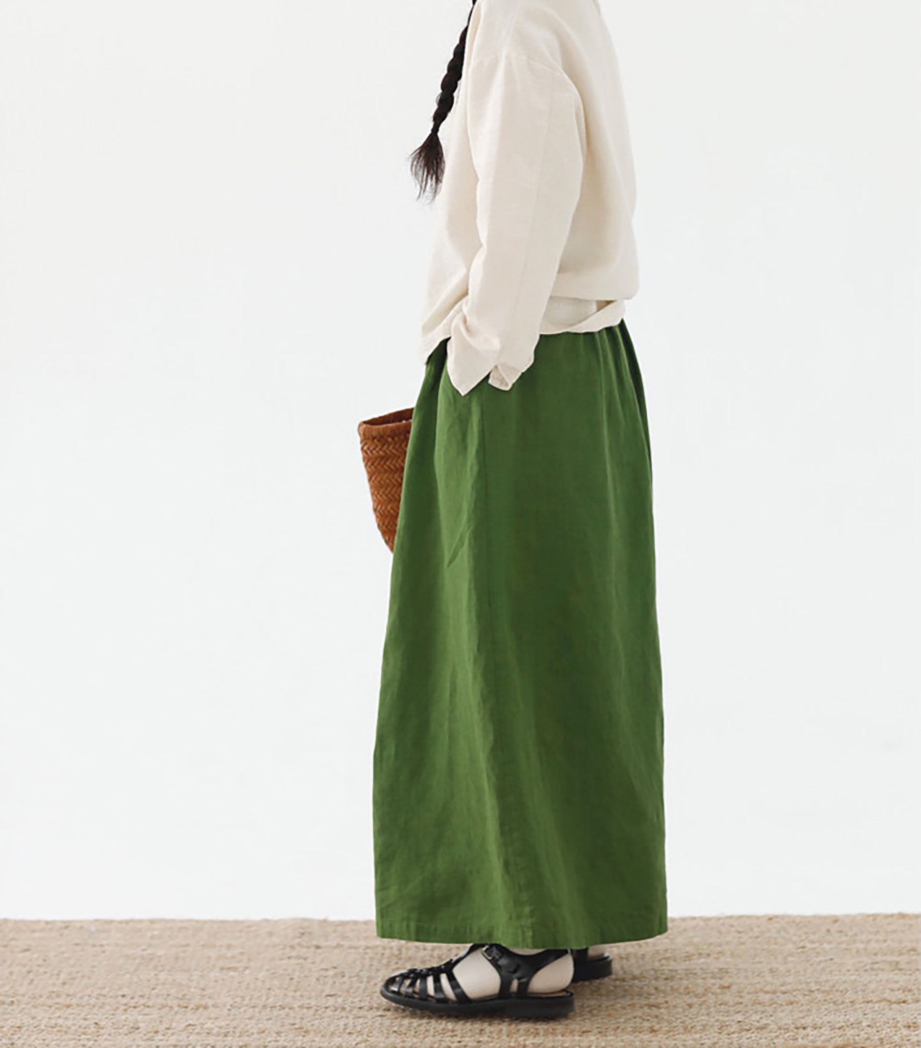 edoa Stone-washed Linen Wide Leg Pants 
