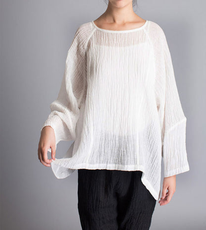 edoa Loose Fitting Crinkled Linen Shirt