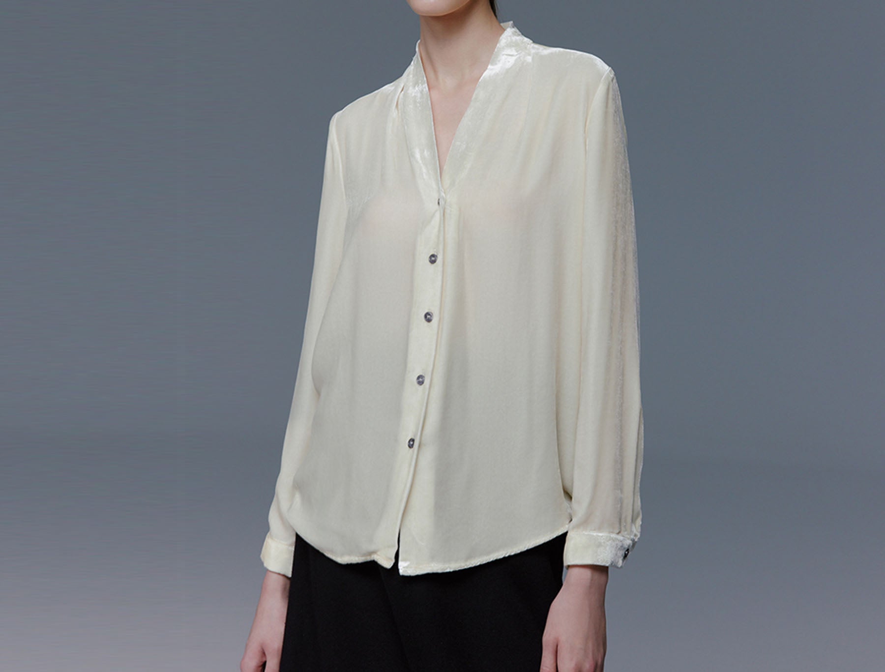 edoa Silk Velvet Spring Blouse