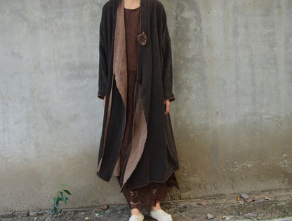 edoa Reversible Tussah Silk Wrap Coat