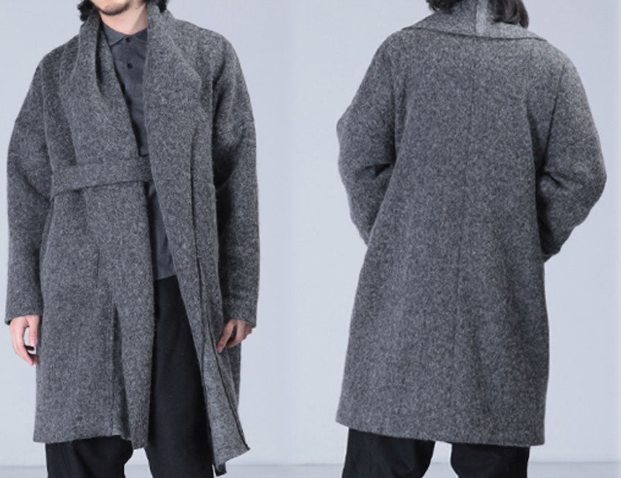 edoa Gray Knit Wool Coat