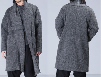 edoa Gray Knit Wool Coat