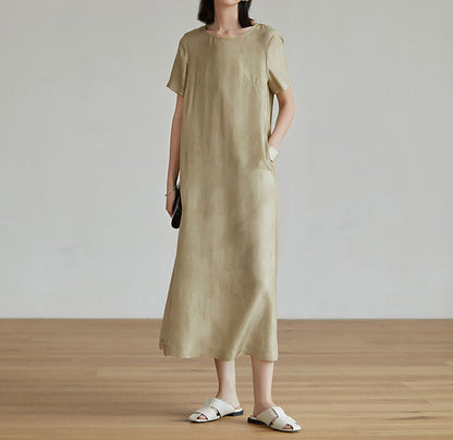 edoa Distressed Mulberry Silk A-line Dress