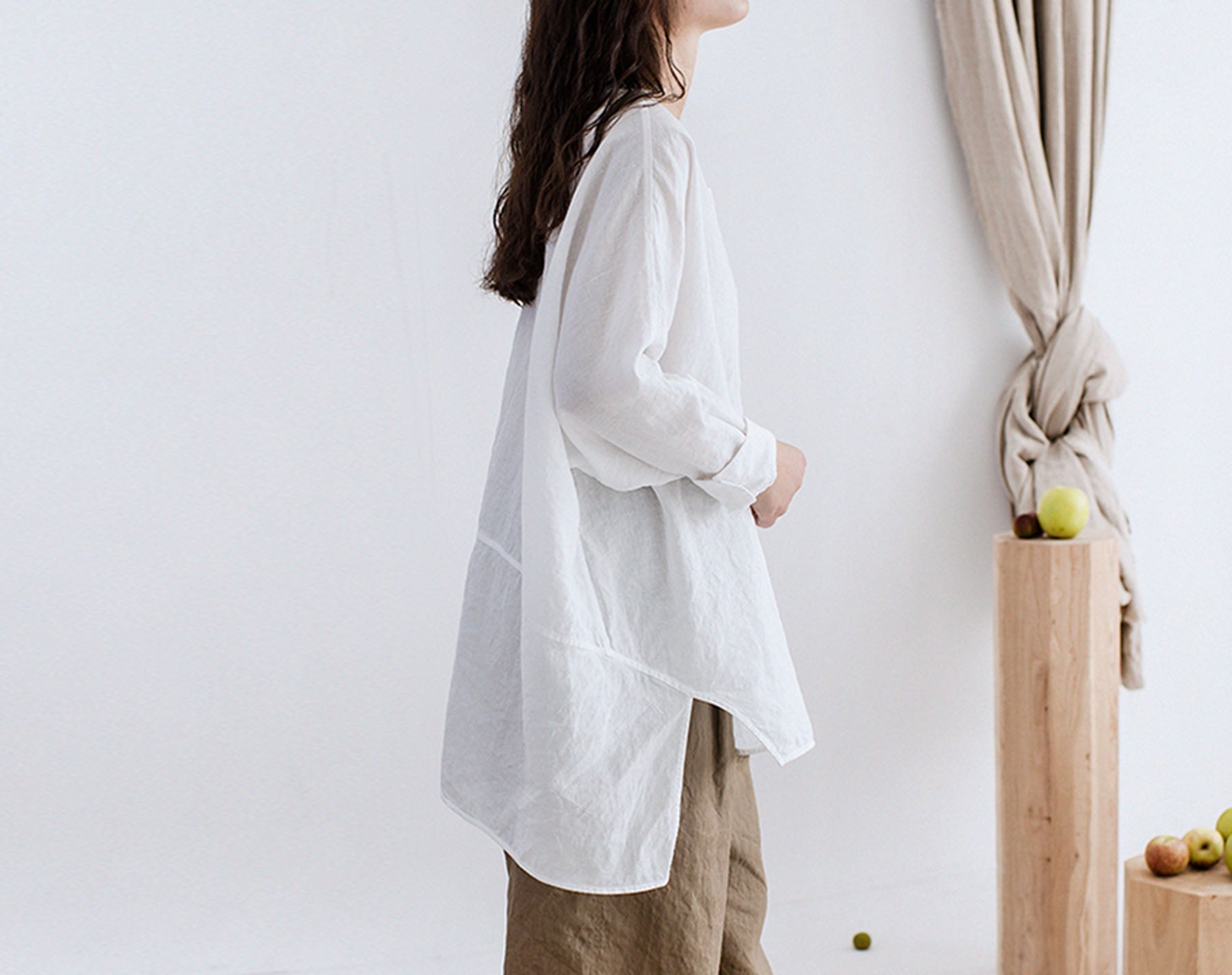 edoa High Count Washed Linen Artist Shirt