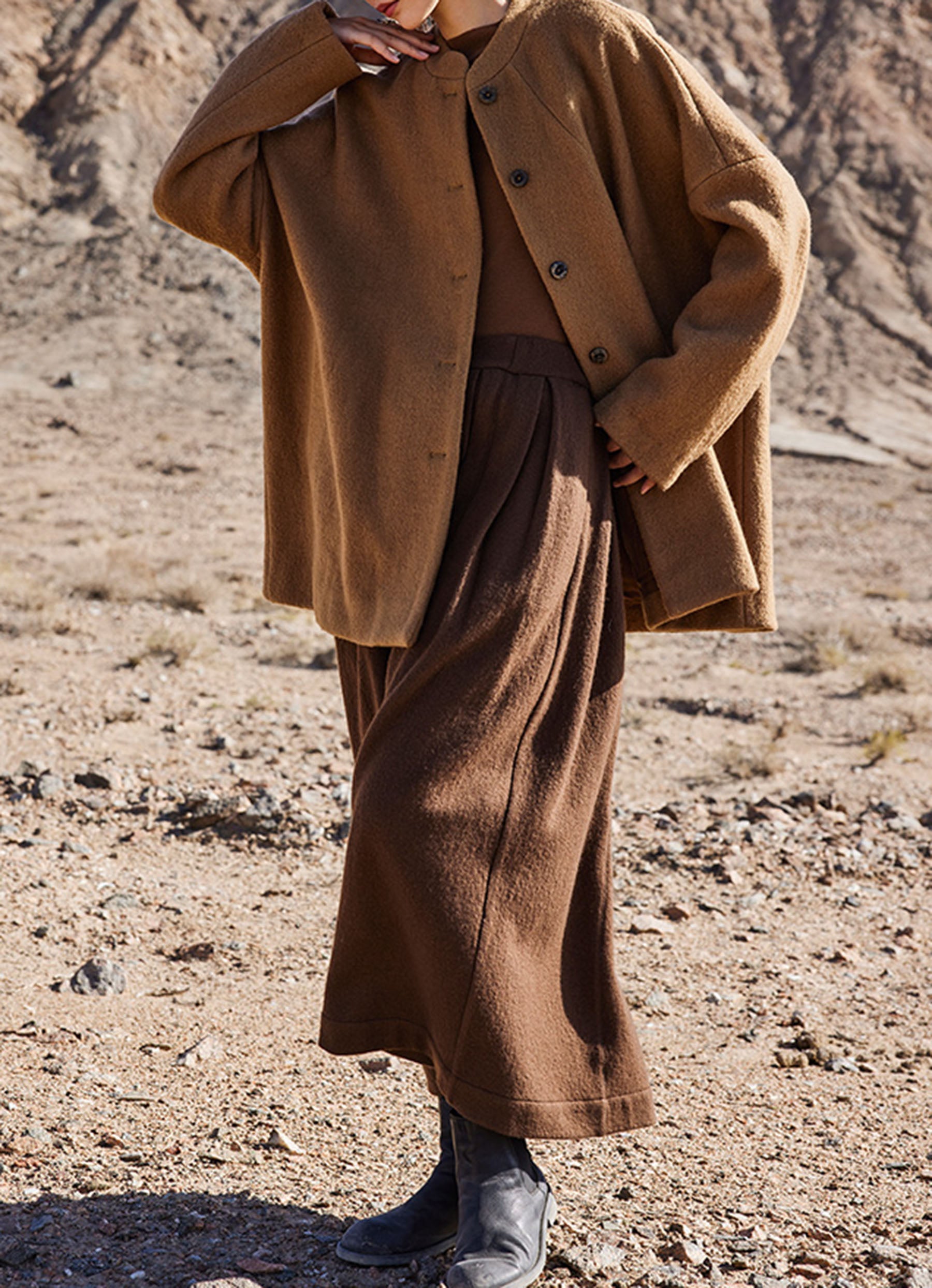 edoa Winter Boiled Wool Oversized Jacket