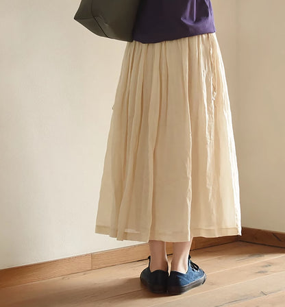 edoa Ramie Pleated Summer Skirt