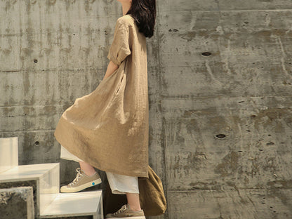 edoa Bronze A Line Linen Tunic