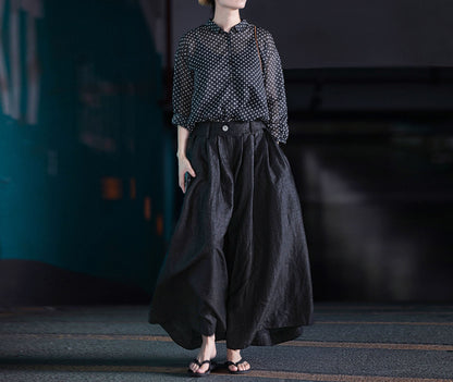 edoa Cracked Mud Silk Wide Leg Pleated Skants