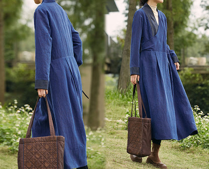 edoa Cracked Mud Silk Asymmetric Wrap Dress