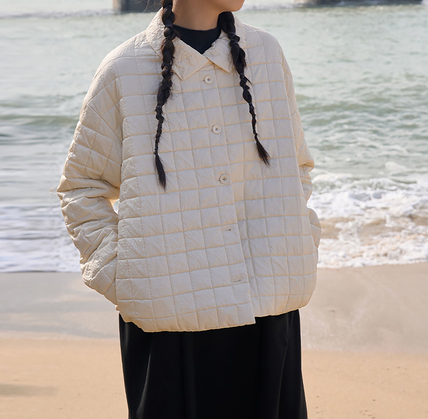 edoa Tussah Silk Padded Overshirt