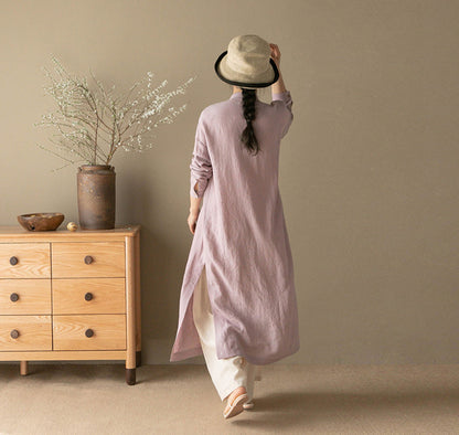 edoa Yarn Dyed Linen Modified Qipao