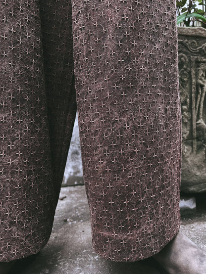 edoa Mud Tussah Silk Jacquard Pleated Pants