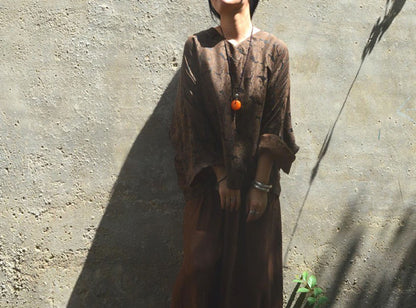 edoa Reversible Loose Fitting Mud Silk Juquard Tunic