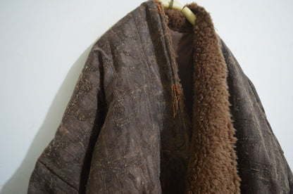 edoa Heavy Weight Mud Tussah Silk Jacquard Goose Down Coat