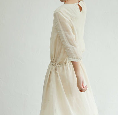 edoa High Count Ramie Cinch Dress