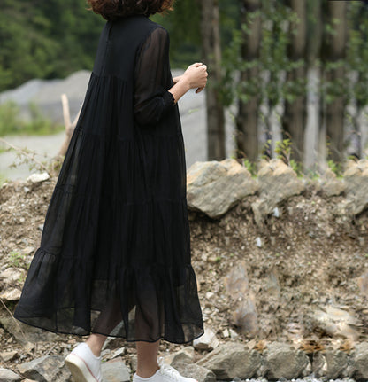 edoa Pink Silk Cotton Blend Prairie Dress