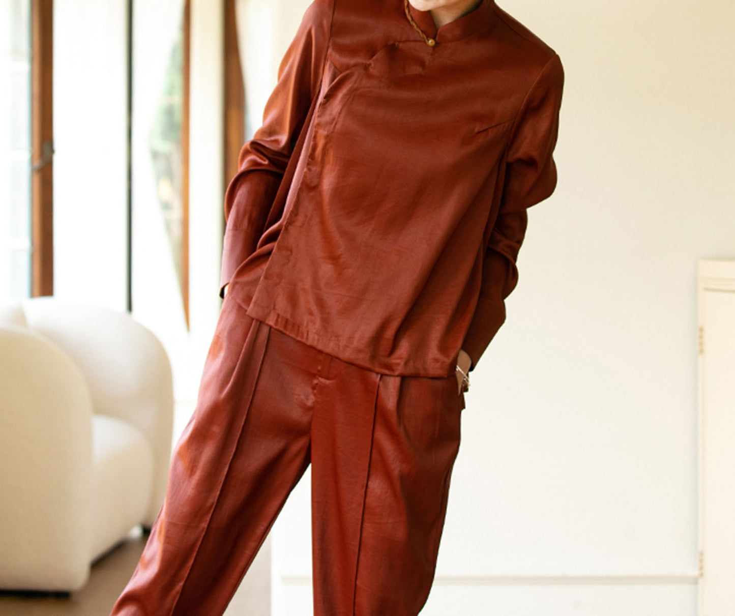 edoa Mud Silk Satin Blouse