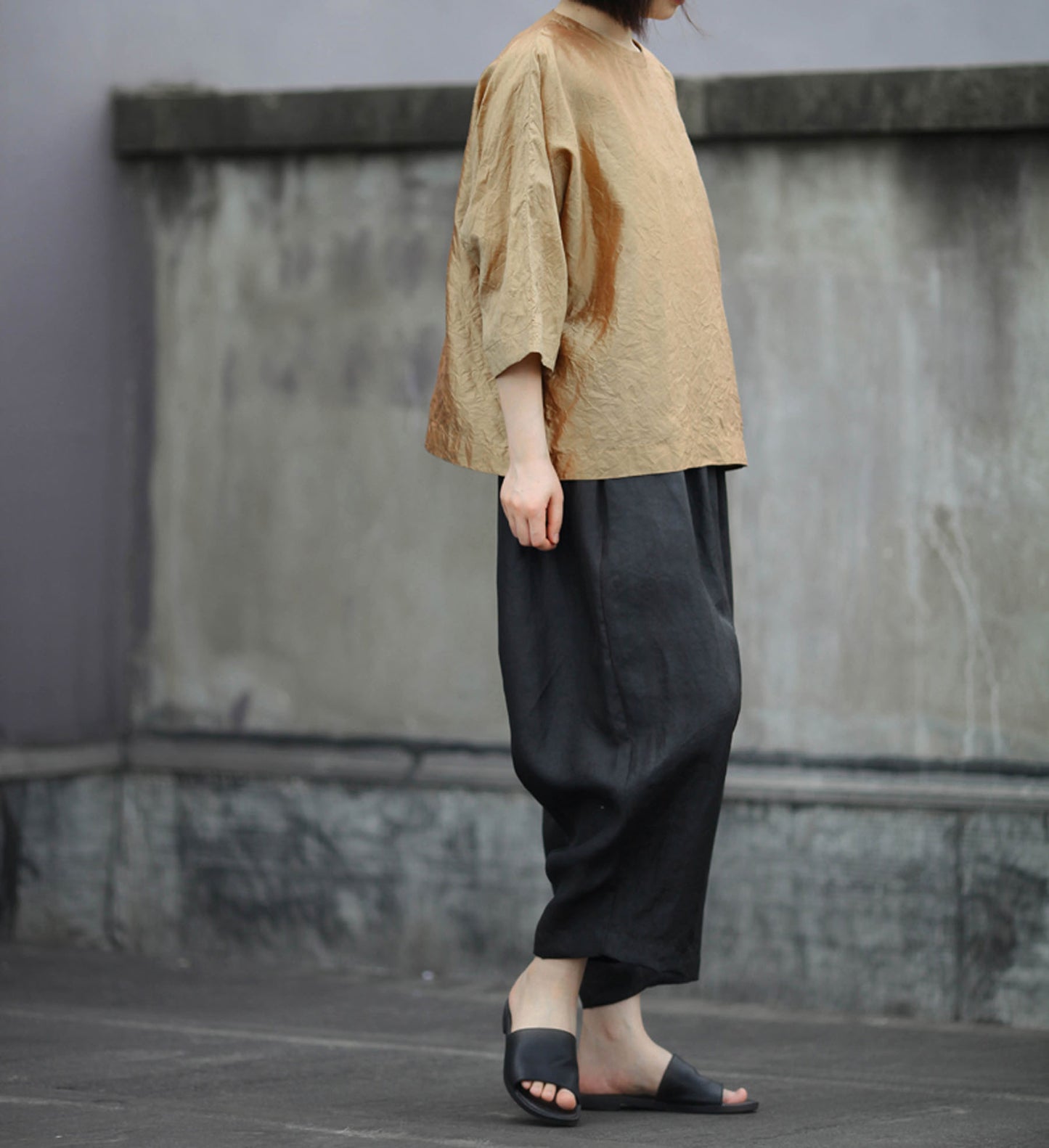 edoa Golden Dupioni Silk Shirt