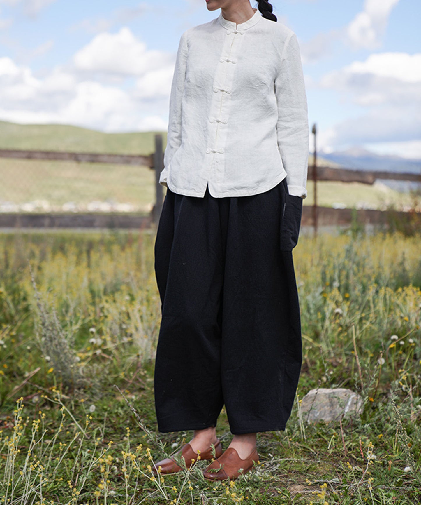 edoa Stone Washed Linen Cheongsam