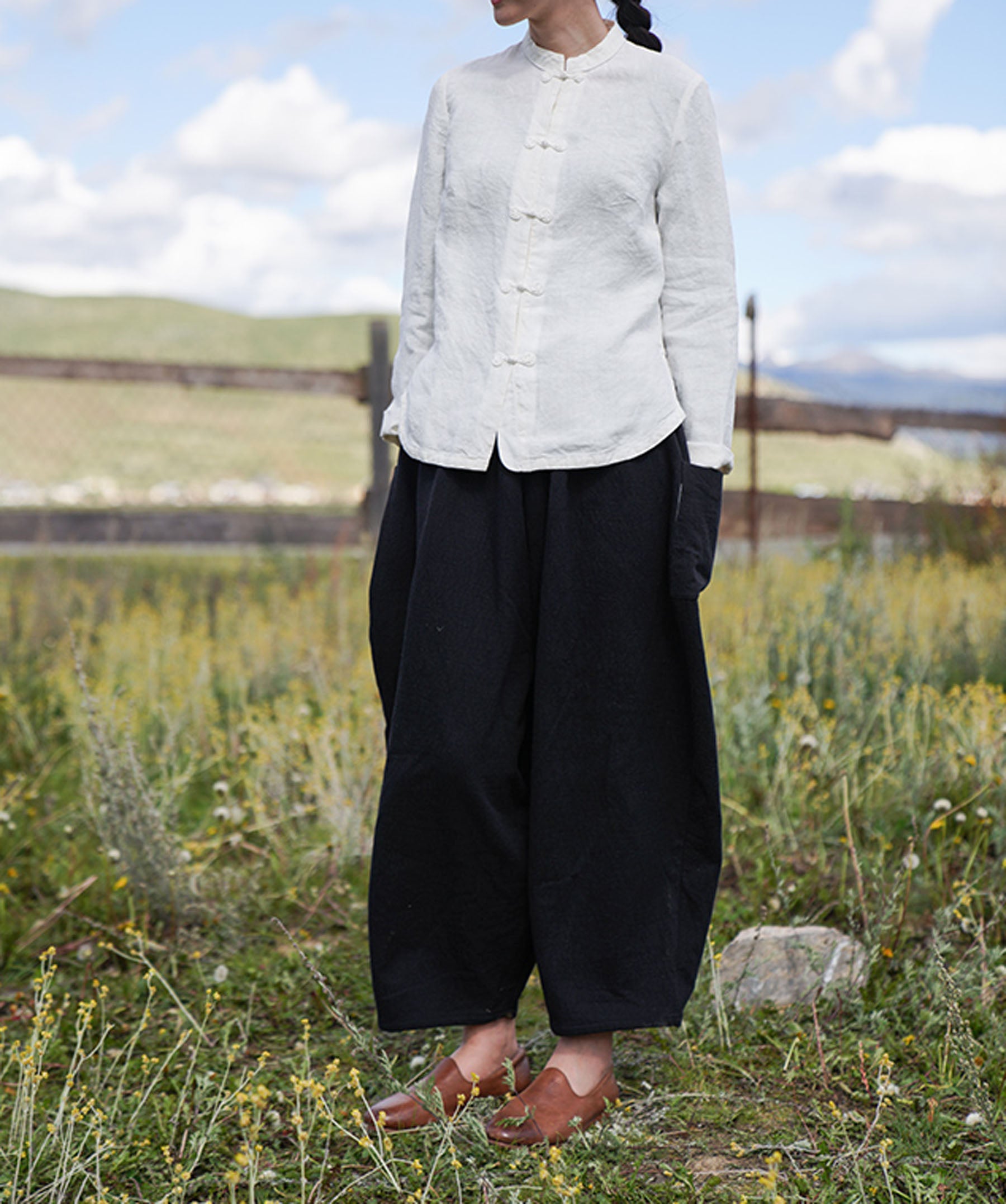 edoa Stone Washed Linen Cheongsam