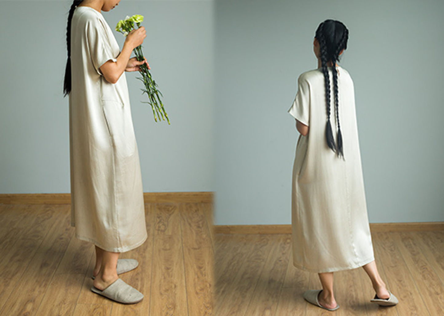 edoa Mulberry Silk Caftan Loungewear