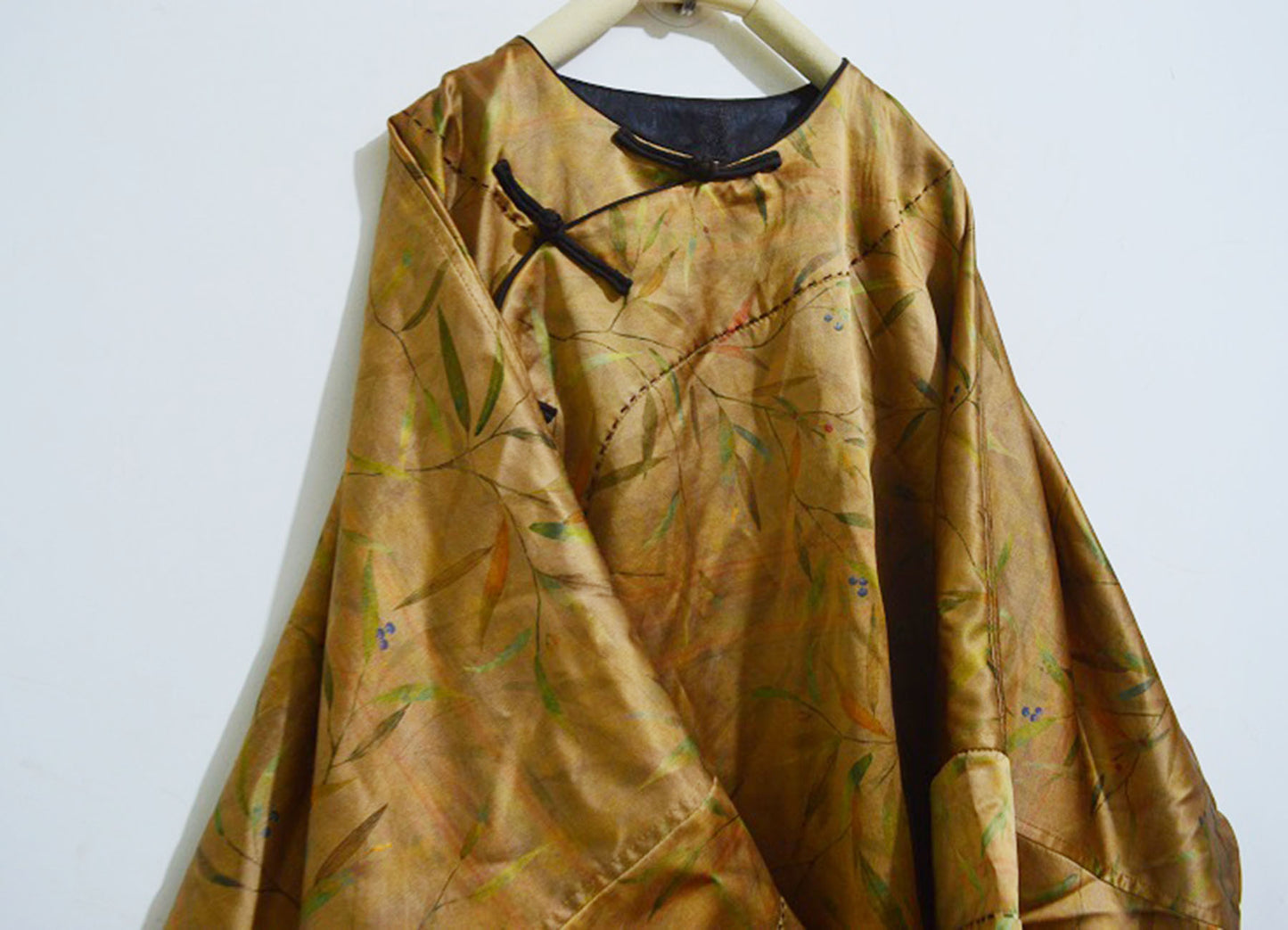 edoa Super Loose Printed Mud Silk Charmeuse Qipao 