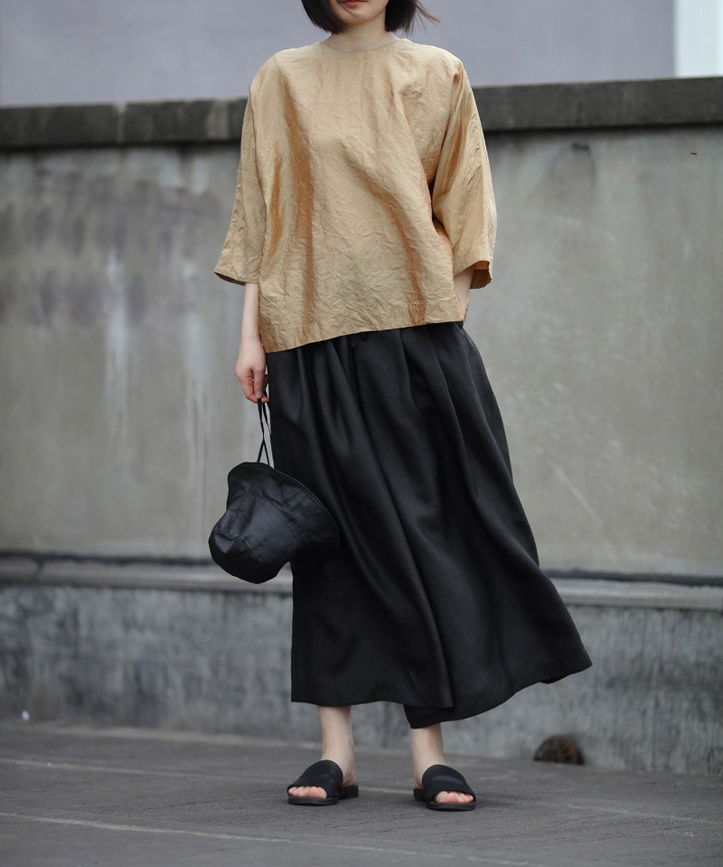 edoa Loose Fitting Mud Silk Charmeuse Pants