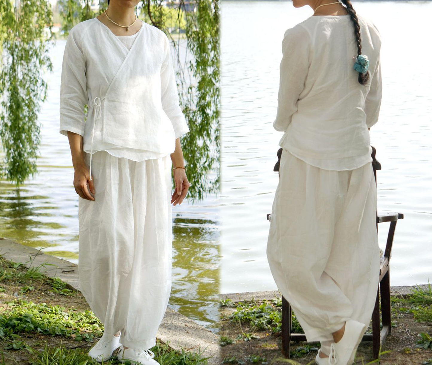 edoa High Count Ramie Lantern Pants 