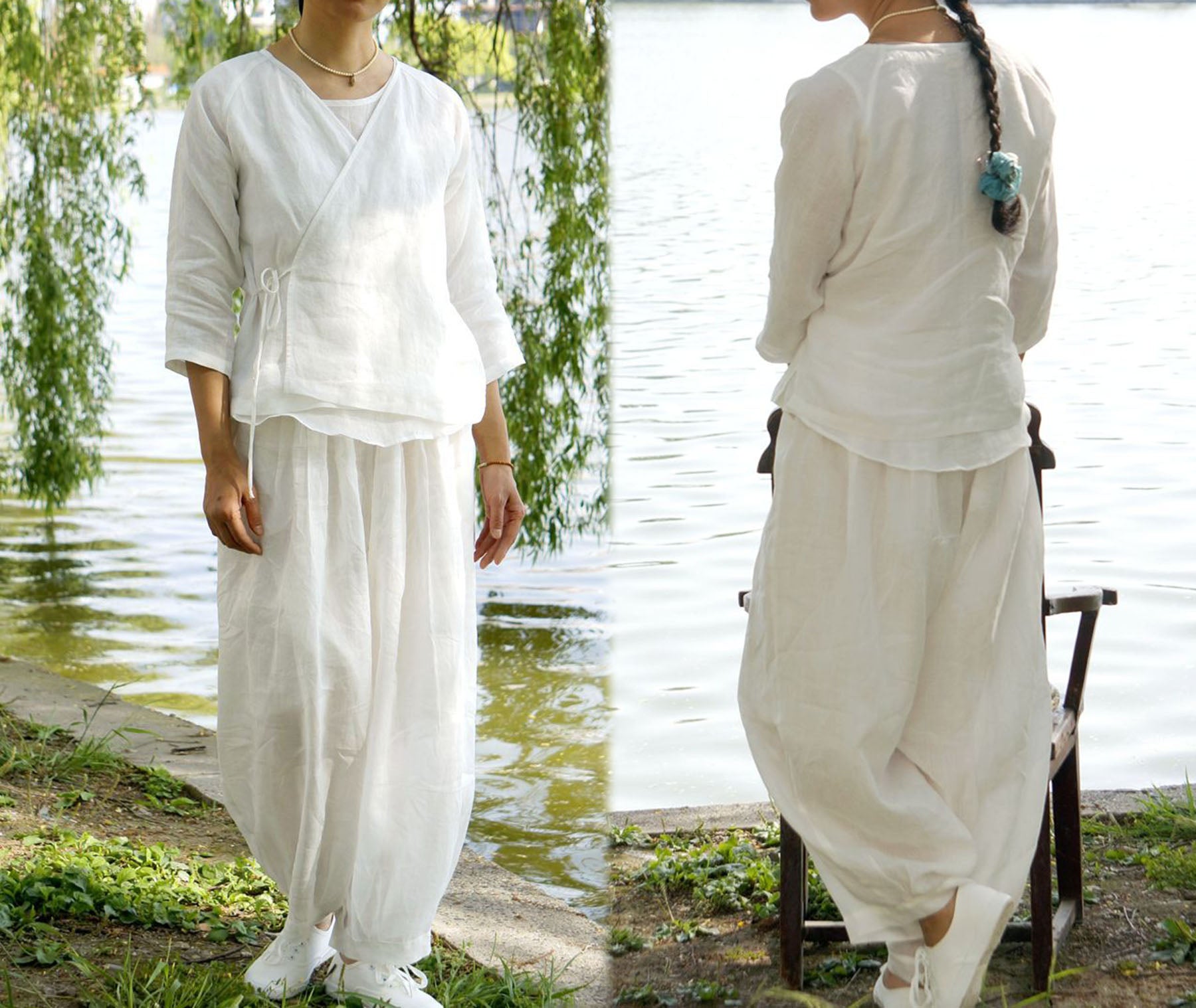edoa High Count Ramie Lantern Pants 