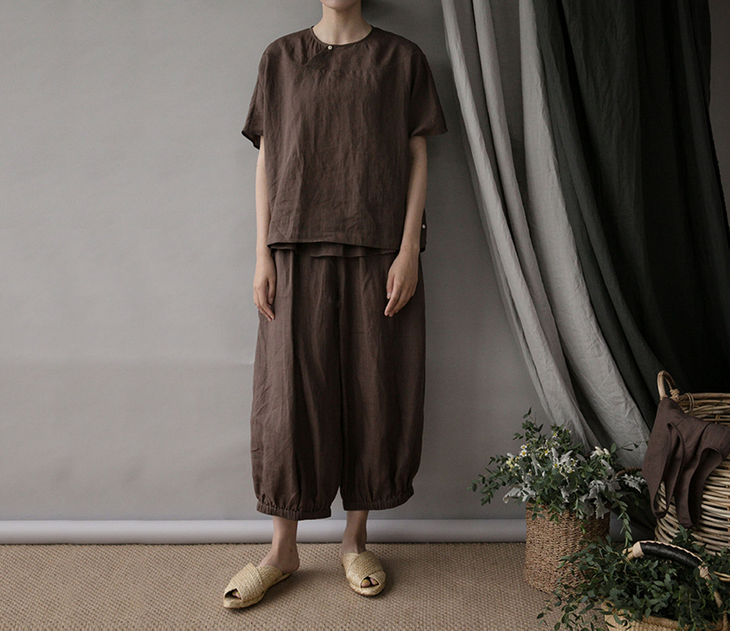 edoa Minimalist Thin Ramie Blouse 