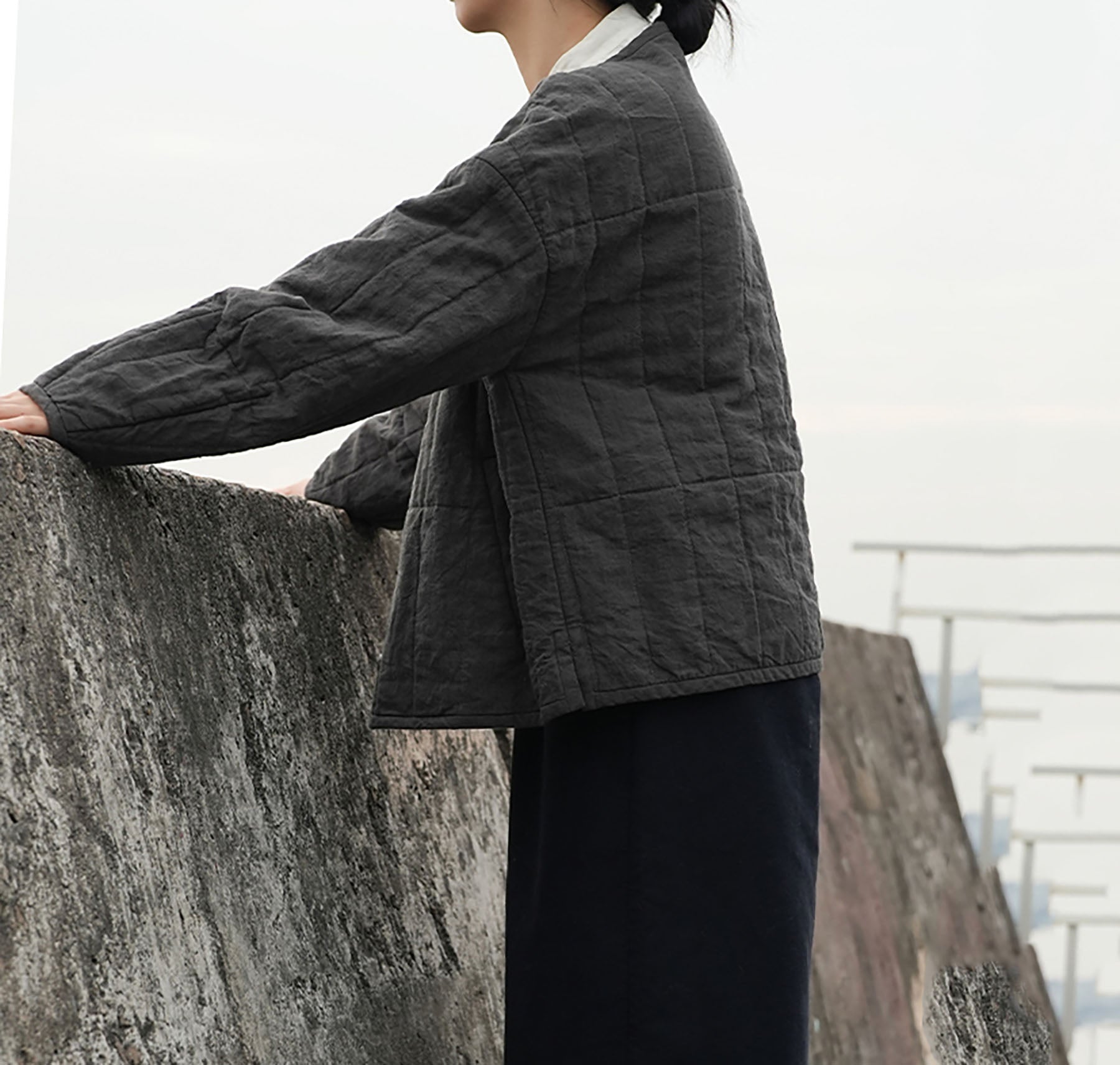 EDOA Yarn-dyed Linen Hand Quilted Jacket