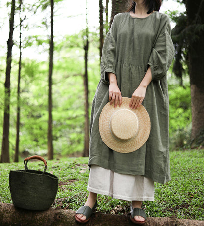 edoa Flax Linen Wide Leg Pants