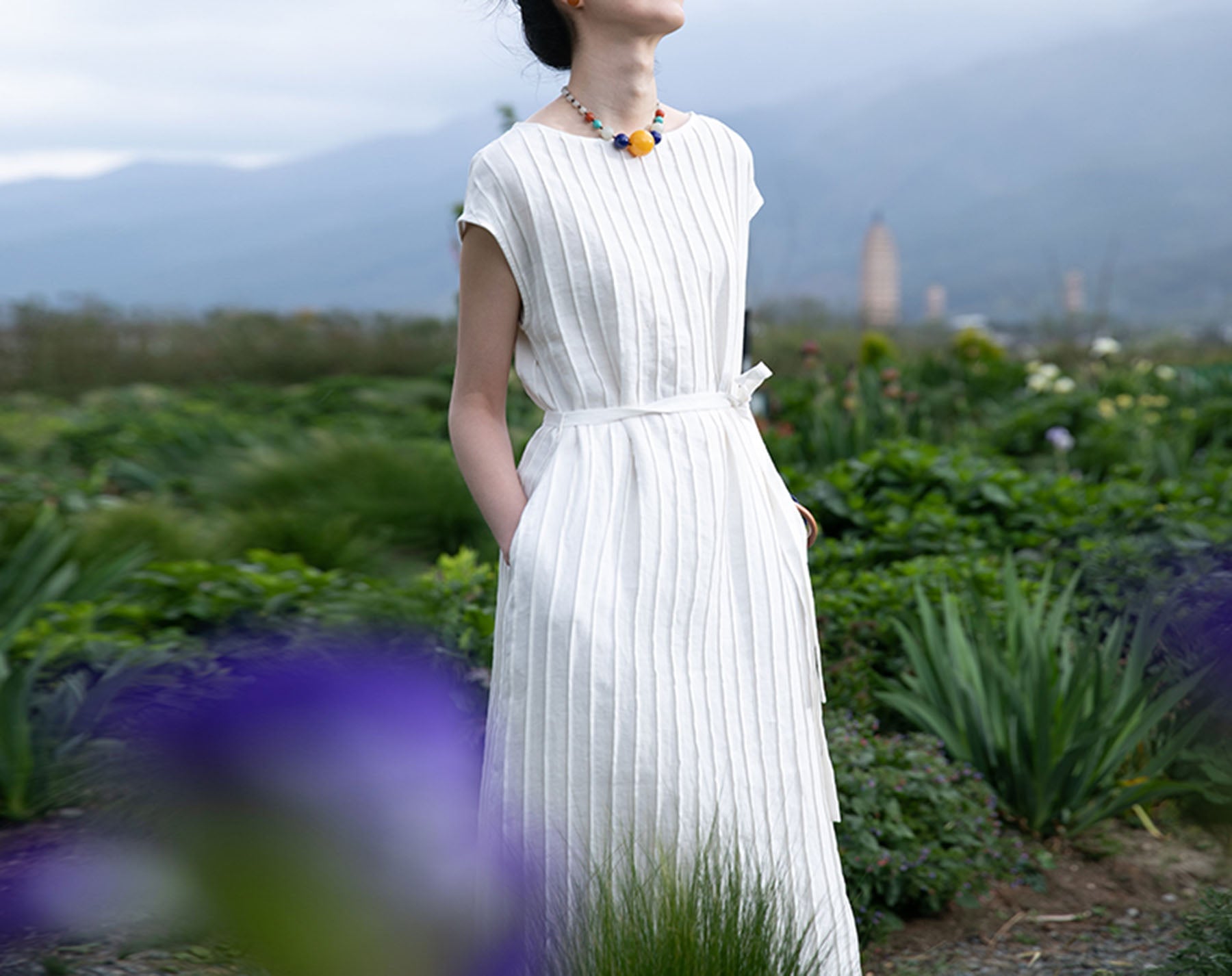 edoa Hand-pintucked Linen Dress 