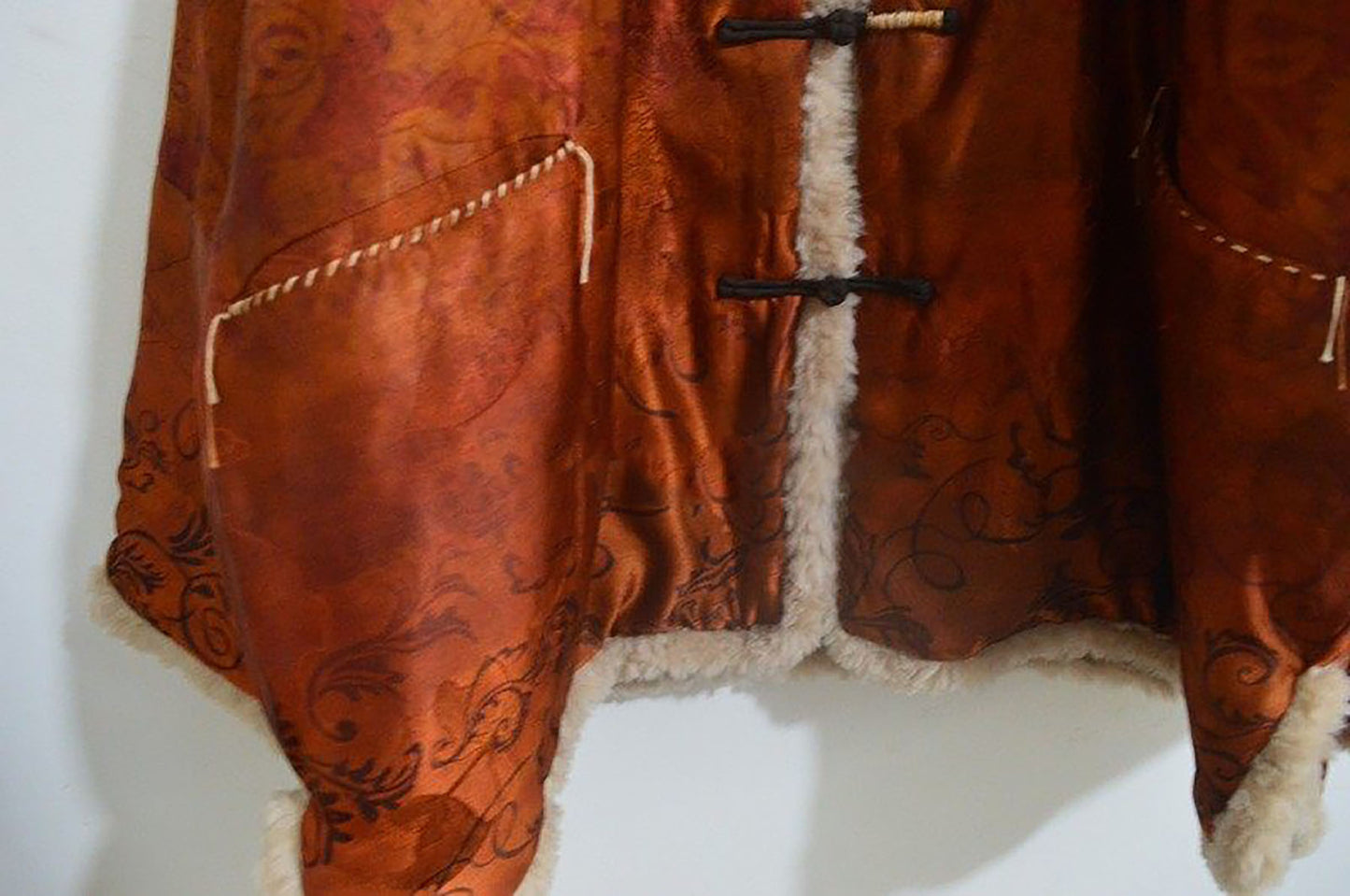 edoa Oversized Printed Mud Silk Charmeuse Padded Coat