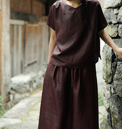edoa Rusty Red Mud Silk Summer Top