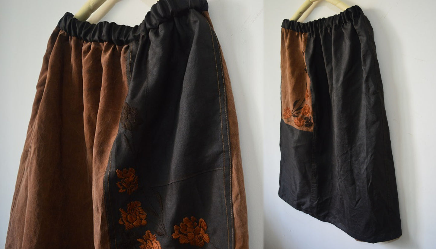 edoa Reversible Mud Silk Skirt with Hand Embroidery